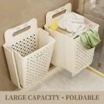 Wall mounted foldable laundry basket